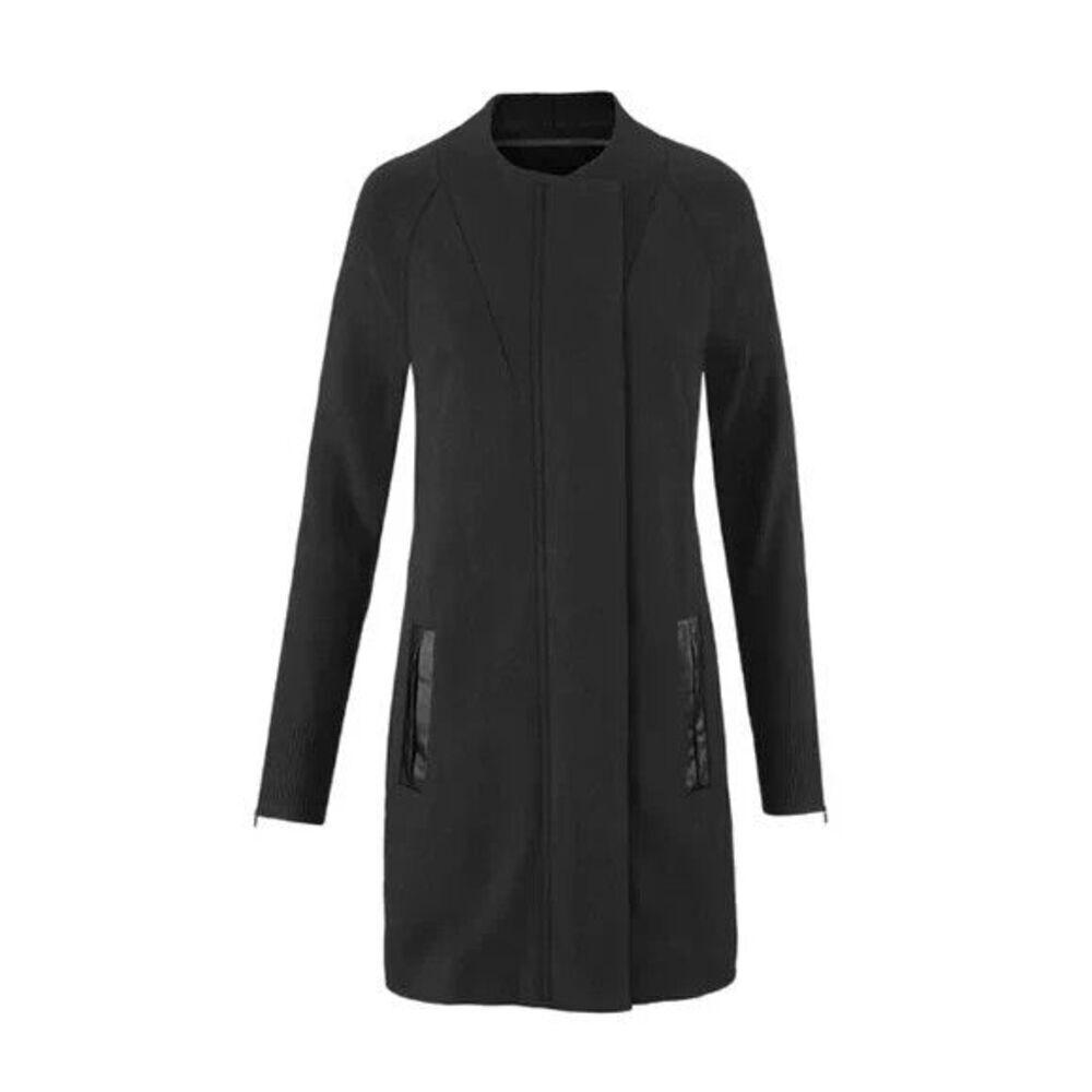 CAbi # 3351 "Tailor" Ponte Full Zip Black Coat w/Back Sweater Knit Size Small